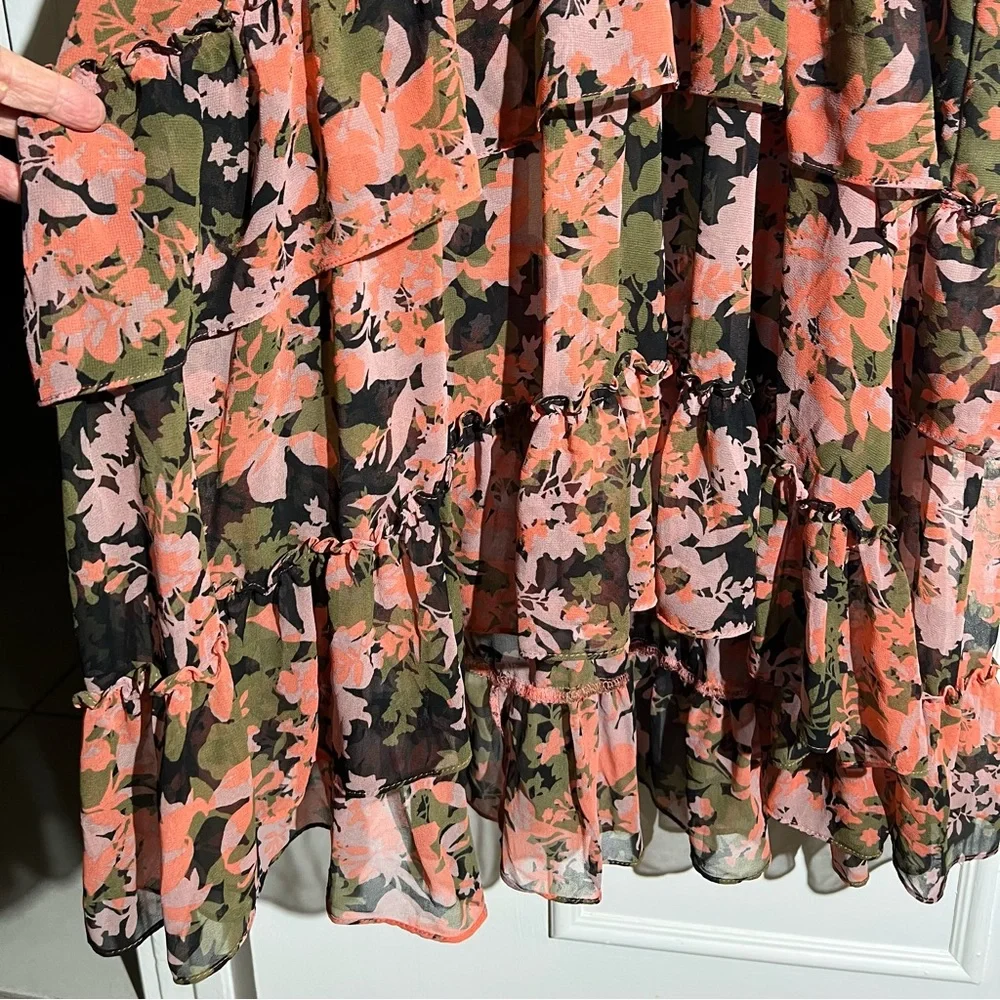 MISA Floral Ruffle Sleeve High Low Hem BoHo Dress - Picture 4 of 8